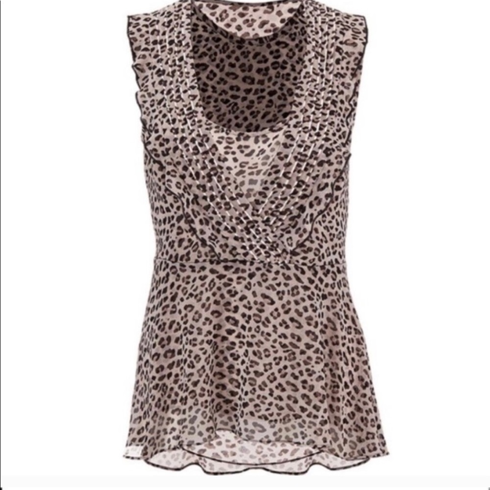 Cabi Flutter Blouse Cheetah Ruffle “XS” - Picture 2 of 6